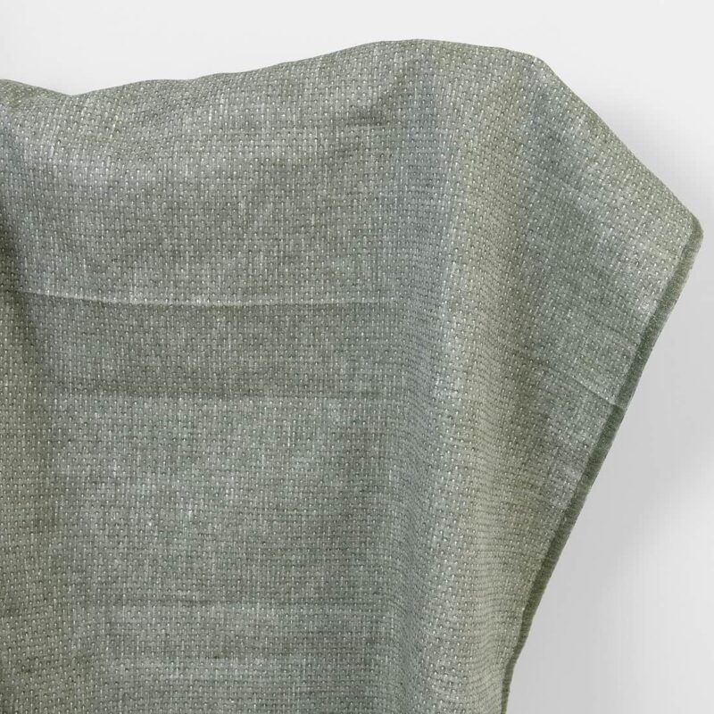 Linen fabric dark green with white dots