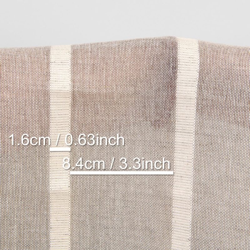 Lightweight linen cotton fabric natural with white stripes, with measurements