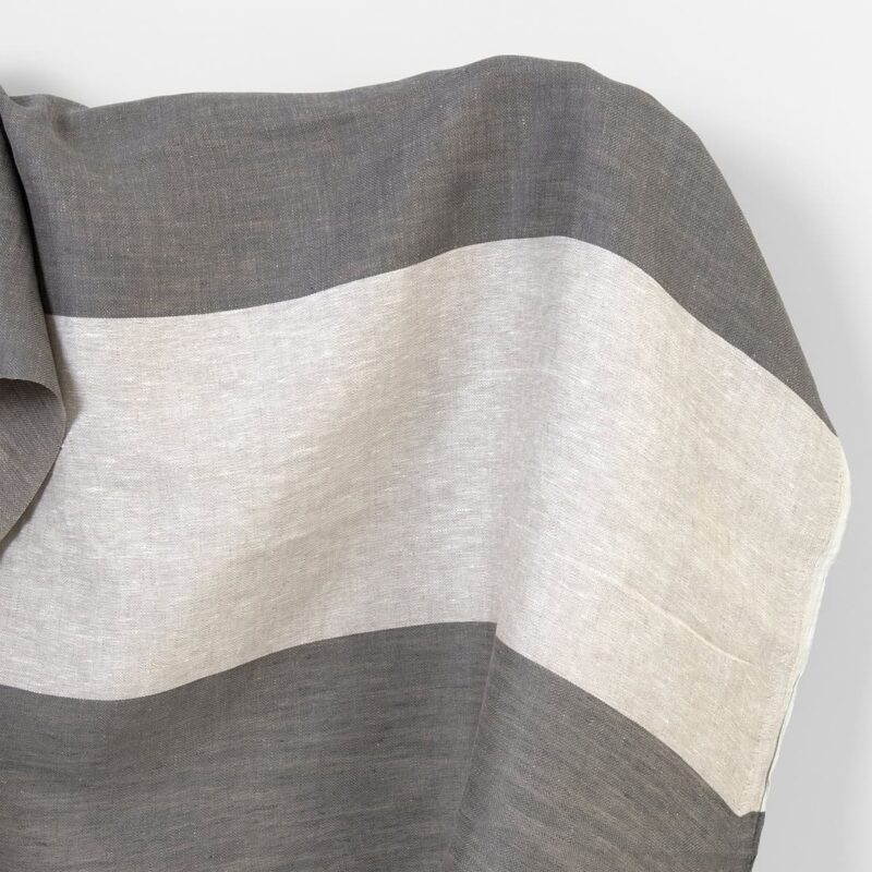 Linen fabric in grey and off-white stripes