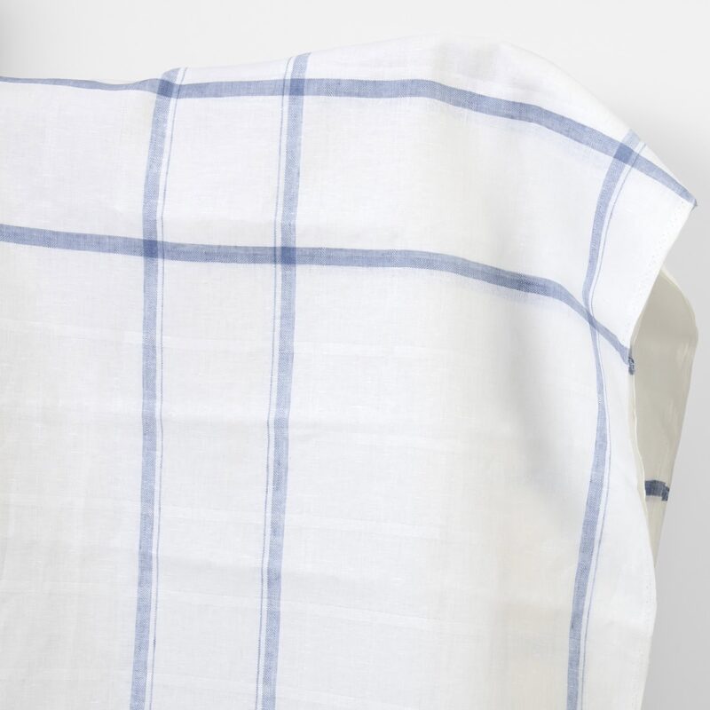 Linen fabric white with blue twill stripes