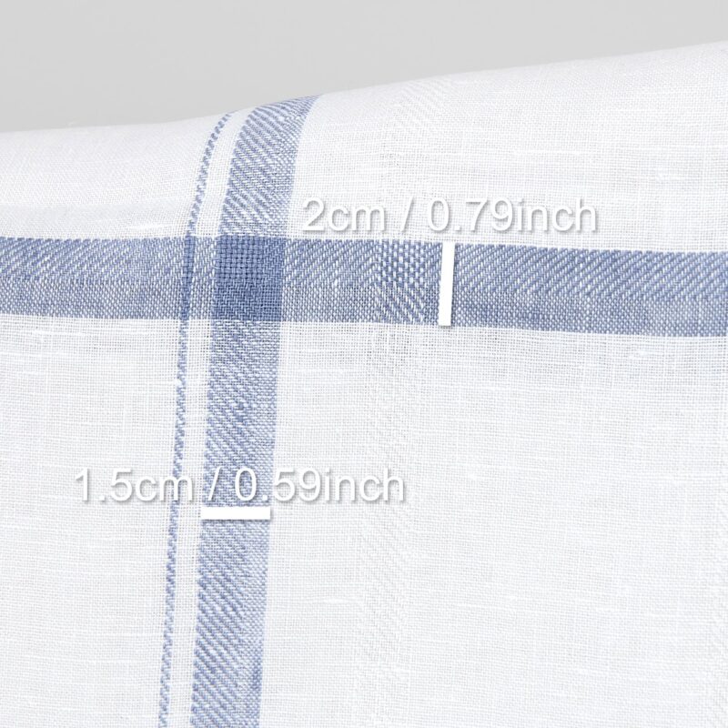 Linen fabric white with blue twill stripes