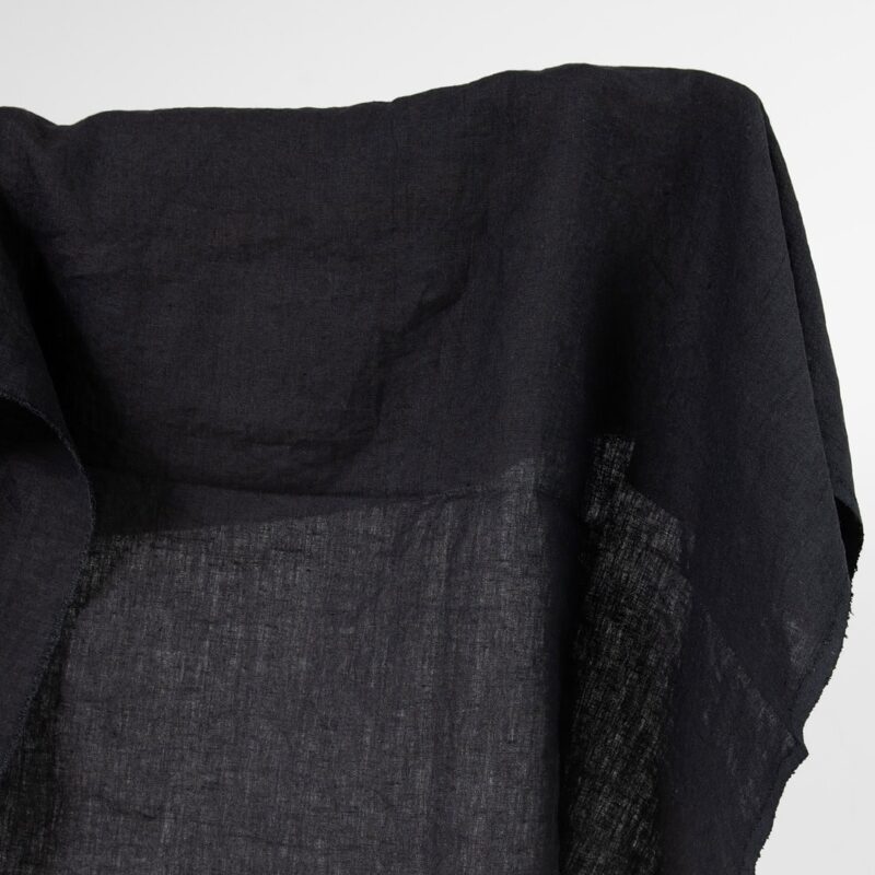 washed black linen fabric