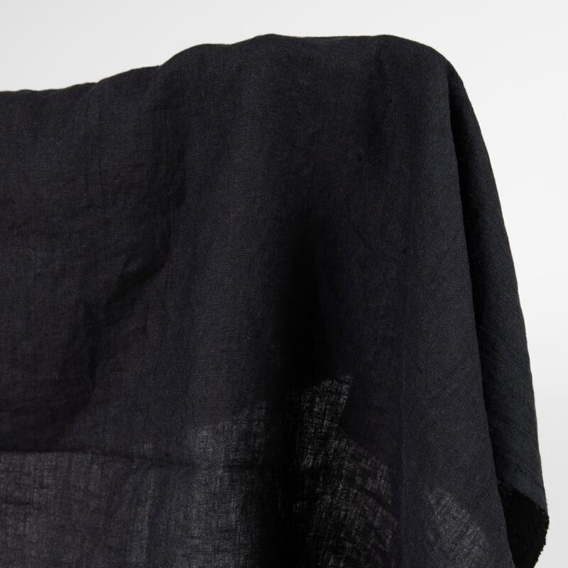 washed black linen fabric, 145cm