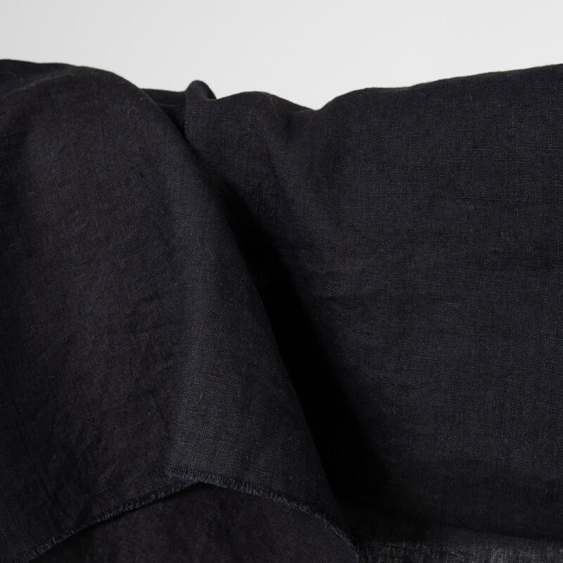 washed black linen fabric medium weight